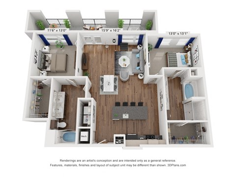 a 3 bedroom floor plan with a bathroom and a kitchen